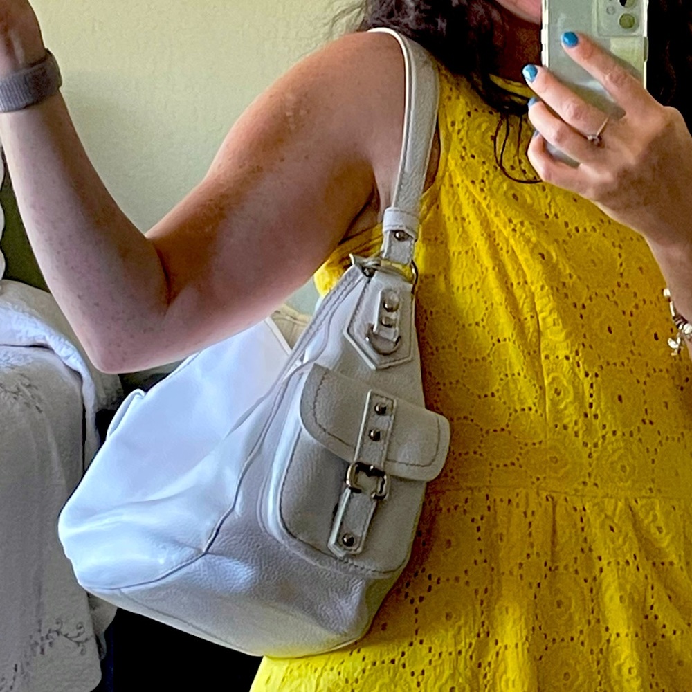 Dooney and Bourke Italian Leather White Hobo